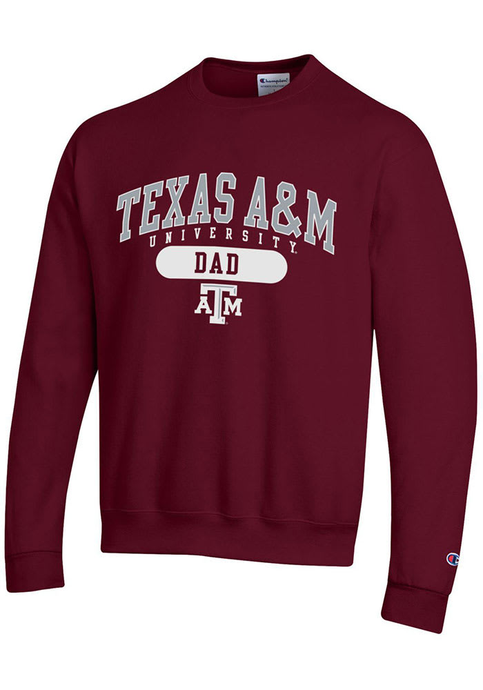 Champion Texas A&M Aggies Mens Maroon Dad Pill Long Sleeve Crew Sweatshirt