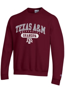 Champion Texas A&amp;M Aggies Mens Maroon Grandpa Pill Long Sleeve Crew Sweatshirt