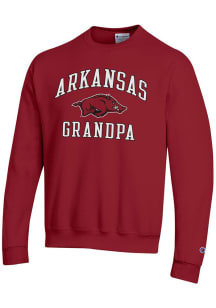Champion Arkansas Razorbacks Mens Cardinal Grandpa Long Sleeve Crew Sweatshirt