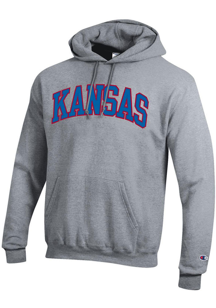 Champion Kansas Jayhawks Mens Grey Arch Long Sleeve Hoodie