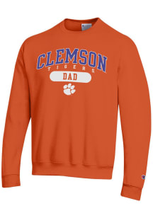 Champion Clemson Tigers Mens Orange Dad Pill Long Sleeve Crew Sweatshirt