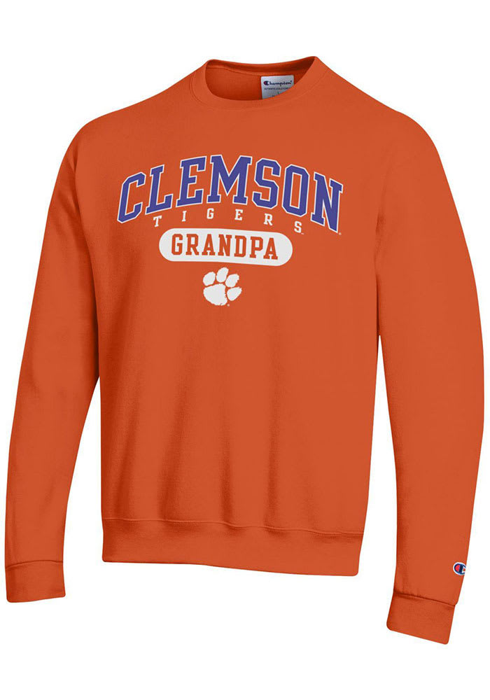 Champion Clemson Tigers Mens Orange Grandpa Pill Long Sleeve Crew Sweatshirt