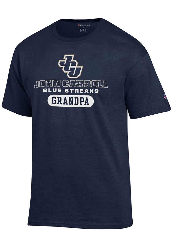 Champion John Carroll Blue Streaks Navy Blue Grandpa Pill Short Sleeve T Shirt