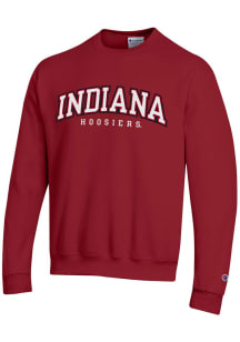 Mens Indiana Hoosiers Crimson Champion Arch Mascot Twill Crew Sweatshirt