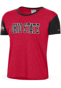 Champion Ohio State Buckeyes Womens Red Boyfriend Crop Short Sleeve T-Shirt