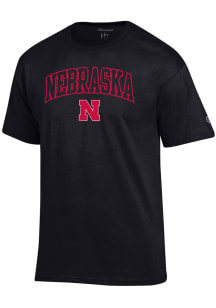 Nebraska Cornhuskers Black Champion Arch Mascot Short Sleeve T Shirt