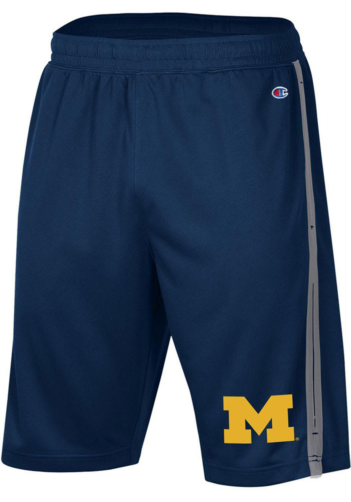 Champion Michigan Wolverines Mens Navy Blue Stadium Side Stripe Shorts