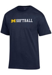 Champion Michigan Wolverines Navy Blue Softball Short Sleeve T Shirt