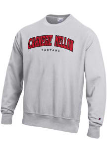 Champion Carnegie Mellon Tartans Mens Grey Reverse Weave Long Sleeve Crew Sweatshirt