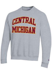 Champion Central Michigan Chippewas Mens Grey Arch Twill Long Sleeve Crew Sweatshirt
