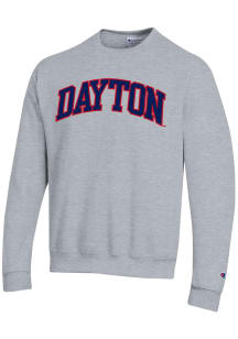 Champion Dayton Flyers Mens Grey Arch Twill Long Sleeve Crew Sweatshirt