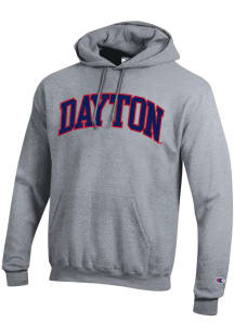 Champion Dayton Flyers Mens Grey Arch Twill Long Sleeve Hoodie