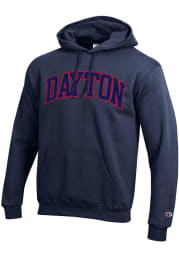 Champion Dayton Flyers Mens Navy Blue Arch Twill Long Sleeve Hoodie