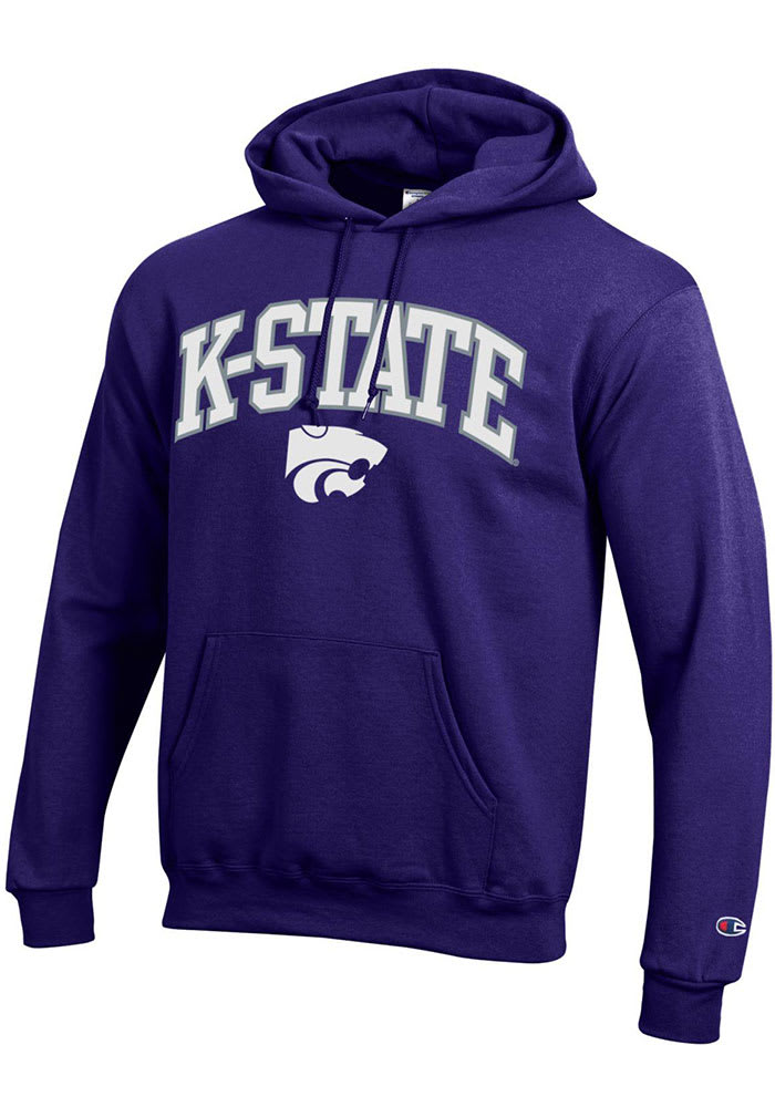 Champion K-State Wildcats Mens Purple Arch Mascot Twill Long Sleeve Hoodie