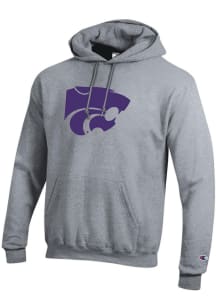 Champion K-State Wildcats Mens Grey Big Logo Twill Long Sleeve Hoodie