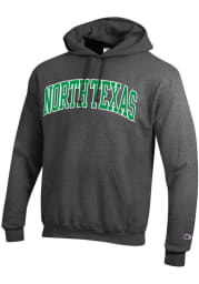 Champion North Texas Mean Green Mens Charcoal Arch Twill Long Sleeve Hoodie