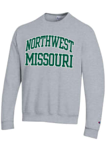 Champion Northwest Missouri State Bearcats Mens Grey Arch Twill Long Sleeve Crew Sweatshirt