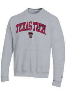 Champion Texas Tech Red Raiders Mens Grey Arch Logo Long Sleeve Crew Sweatshirt