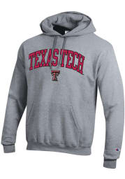 Champion Texas Tech Red Raiders Mens Grey Arch Logo Long Sleeve Hoodie
