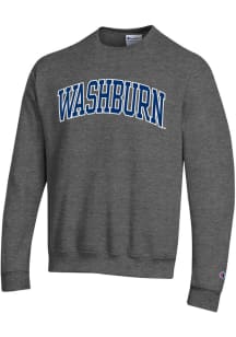 Champion Washburn Ichabods Mens Charcoal Arch Twill Long Sleeve Crew Sweatshirt