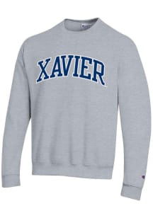 Champion Xavier Musketeers Mens Grey Arch Twill Long Sleeve Crew Sweatshirt