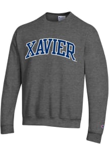 Champion Xavier Musketeers Mens Charcoal Arch Twill Long Sleeve Crew Sweatshirt