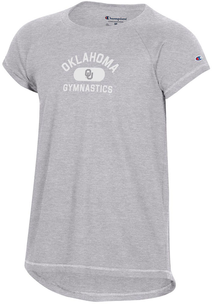 Champion Oklahoma Sooners Girls Grey Gymnastics No 1 Short Sleeve Tee