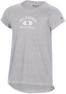 Champion Oklahoma Sooners Girls Grey Volleyball No 1 Short Sleeve Tee