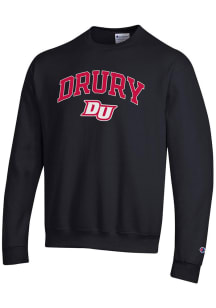 Champion Drury Panthers Mens Black Arch Mascot Long Sleeve Crew Sweatshirt