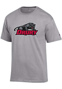 Champion Drury Panthers Grey Primary Logo Short Sleeve T Shirt