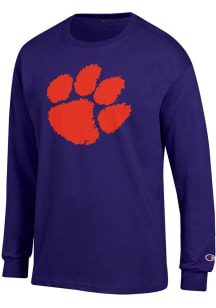 Champion Clemson Tigers Purple Big Logo Long Sleeve T Shirt