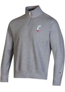 Champion Cincinnati Bearcats Mens Grey Reverse Weave Long Sleeve 1/4 Zip Pullover