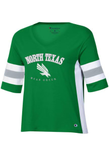 Champion North Texas Mean Green Womens  Varsity Sleeve Stripe Short Sleeve T-Shirt