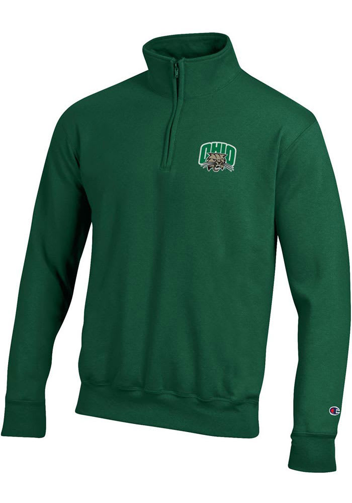 Champion Ohio Bobcats Mens Green Fleece Series Long Sleeve 1/4 Zip Pullover