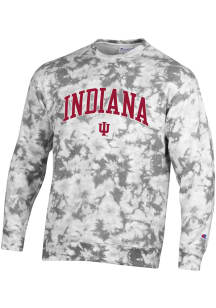 Champion Indiana Hoosiers Mens Grey Crush Tie Dye Long Sleeve Crew Sweatshirt
