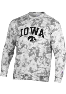 Champion Iowa Hawkeyes Mens Grey Crush Tie Dye Long Sleeve Crew Sweatshirt