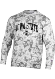 Champion Iowa State Cyclones Mens Grey Crush Tie Dye Long Sleeve Crew Sweatshirt