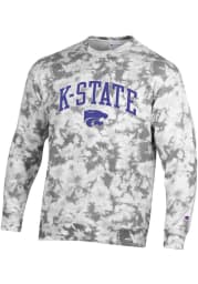 Champion K-State Wildcats Mens Grey Crush Tie Dye Long Sleeve Crew Sweatshirt