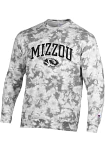Champion Missouri Tigers Mens Grey Crush Tie Dye Long Sleeve Crew Sweatshirt