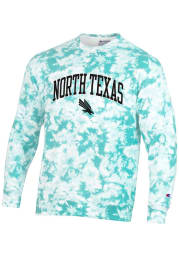 Champion North Texas Mean Green Mens Teal Crush Tie Dye Long Sleeve Crew Sweatshirt
