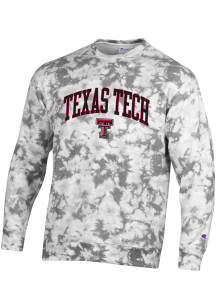 Champion Texas Tech Red Raiders Mens Grey Crush Tie Dye Long Sleeve Crew Sweatshirt