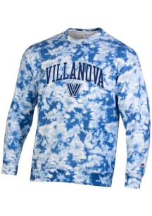 Champion Villanova Wildcats Mens Blue Crush Tie Dye Long Sleeve Crew Sweatshirt
