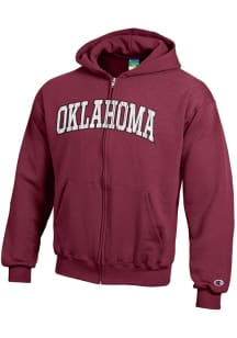 Champion Oklahoma Sooners Youth Red Primary Logo Long Sleeve Full Zip Jacket