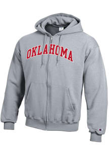 Champion Oklahoma Sooners Mens Grey Powerblend Twill Long Sleeve Full Zip Jacket