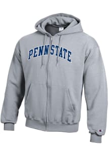 Champion Penn State Nittany Lions Mens Grey Powerblend Twill Long Sleeve Full Zip Jacket
