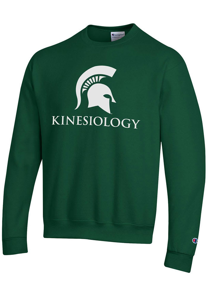 Champion Mens GREEN Michigan State Spartans Kinesiology Long Sleeve Crew Sweatshirt