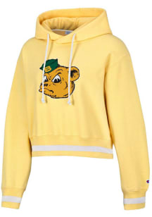 Champion Baylor Bears Womens Yellow Vintage Wash Reverse Weave Crop Hooded Sweatshirt