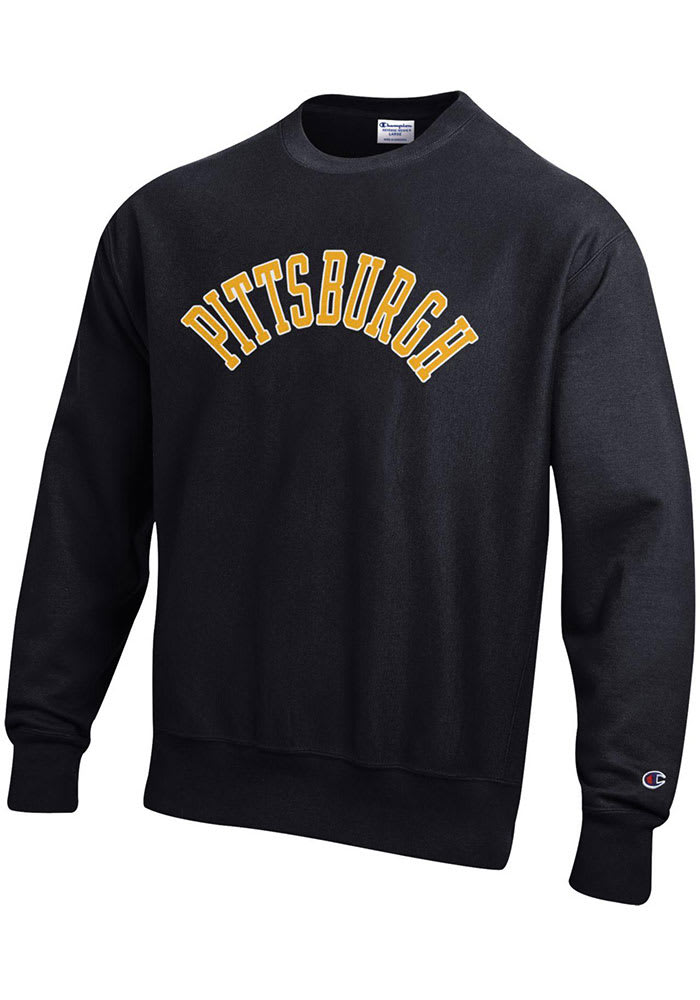 Champion Pittsburgh Black Wordmark Long Sleeve Crew Sweatshirt