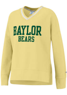 Champion Baylor Bears Womens Yellow Vintage Wash Reverse Weave Crew Sweatshirt