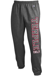 Champion Temple Owls Mens Charcoal Closed Bottom Sweatpants
